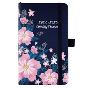 2023-2025 pocket planner/calendar – 3 year monthly planner from jan 2023 – dec 2025, 6.3″ x 3.8″, 2023-2025 monthly planner with 61 notes pages, inner pocket, pen loop, elastic closure