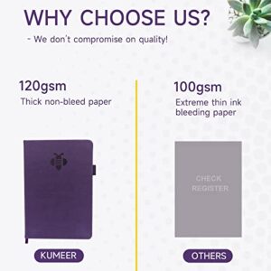 KUMEER Check Register – Elegant Check Registers for Personal Checkbook with Check & Transaction Registers, Hardcover Checkbook Log 5.2x7.6" (Purple)