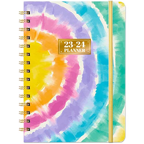 Planner 2023-2024 – July 2023-June 2024, Academic Planner 2023-2024,Weekly & Monthly Planner, 6.4" x 8.5", 2023-2024 Planner with Tabs, Hardcover, Elastic Closure, Twin-Wire Binding, Back Pocket, Perfect for Planning