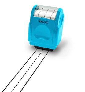 veltec dashed handwriting lines practice roller stamp for kids, parents and teachers (light blue)