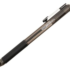 Amazon Basics Retractable Comfort Grip Ballpoint Pens, Medium Point 1.0mm, Black, 12 pack