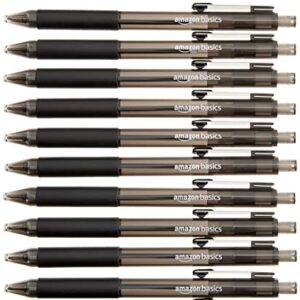 Amazon Basics Retractable Comfort Grip Ballpoint Pens, Medium Point 1.0mm, Black, 12 pack