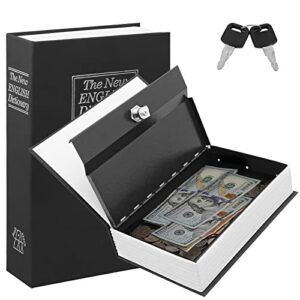 kyodoled book safe with key lock, portable metal safe box,secret book hidden safe,dictionary diversion book safe,9.5″ x 6.1″ x 2 .2″ black large