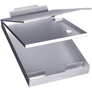 sunnyclip metal clipboard with storage, aluminum three-tier box clipboards,binder form holder with high capacity clip,great for worksites,management,office business professionals,14 x 9 x1.5 inch