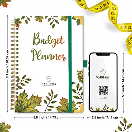 SARHAMS Budget Planner 5.8 x 8.1 Inches with 2 Pockets – Portable Undated Budget Book with Bill and Expense Tracker – 12 Month Planner to Track 2023 2024, Organize and Plan Your Finances