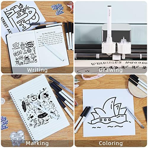 REALIKE Variety Pens for Cricut Maker 3/Maker/Explore 3/Air 2/Air,Black Pens Set of 7Pack Include Fine Point Pen,Glitter Gel, Marker, Calligraphy Writing Drawing Pens Compatible with Cricut