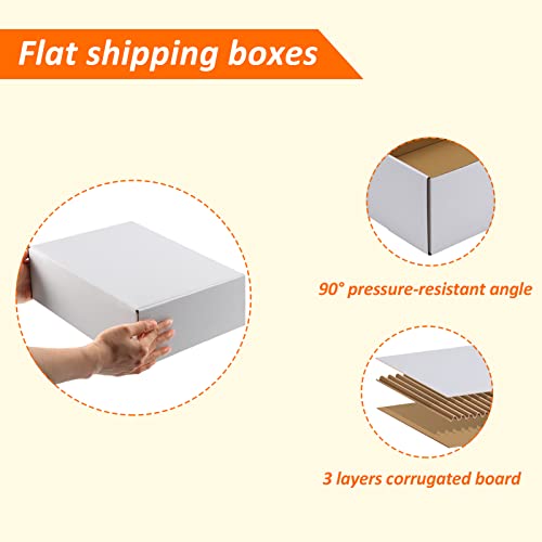 HORLIMER 12x9x4 inches Shipping Boxes Set of 20, White Corrugated Cardboard Box Literature Mailer