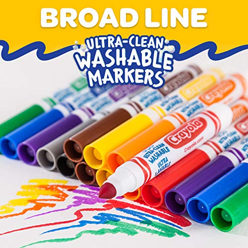 Crayola Ultra Clean Washable Markers, Broad Line, Classic Colors, 10 Count