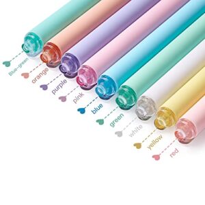 ddaowanx colored gel pens,9 colors retractable gel ink pens, pastel retractable pretty journaling pens, medium point 0.7 mm gift pens,cute highlighters school supplies aesthetic pens