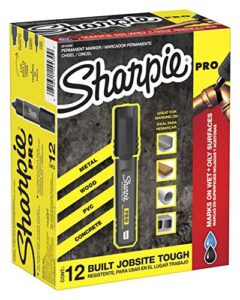 sharpie pro permanent marker, medium, chisel tip, black, 12 count (2018326)