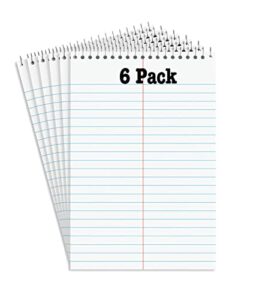 steno pads notebooks, top bound spiral steno book -stenos note pads gregg ruled, white, 80 sheets per steno notepad – 6 x 9 inch – great for note-taking and making to-do lists – 6 pack