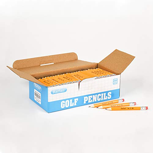 Rarlan Golf Pencils with Erasers, 2 HB, Pre-Sharpened, 200 Count Bulk Pack