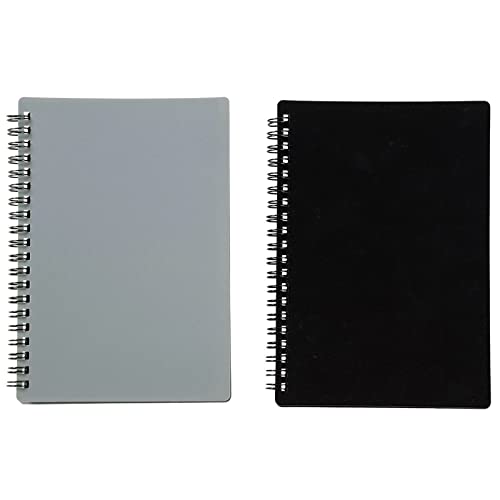 Juvale 2 Pack Spiral Password Notebook with Alphabetical Tabs, Internet Address Keeper Logbooks, Grey/Black (6x7 In)