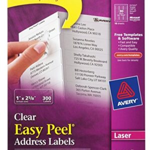 Avery Easy Peel Clear Address Labels for Laser Printers, 1 x 2.625, 2 PK (15660)