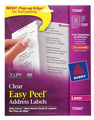 Avery Easy Peel Clear Address Labels for Laser Printers, 1 x 2.625, 2 PK (15660)