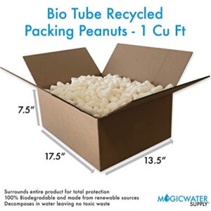 1 Cu Ft White Bio Tube Recycled Anti Static Packing Peanuts Popcorn Tube Shape Loose Fill | Magicwater Supply