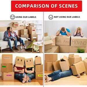 Labelebal 960 Count Moving Labels 14 Different Living Spaces + Fragile Stickers + Blank White Label Home Moving Color Coding Labels Moving Sticker for Storaging Packing Moving (16Rolls, 60/Roll)