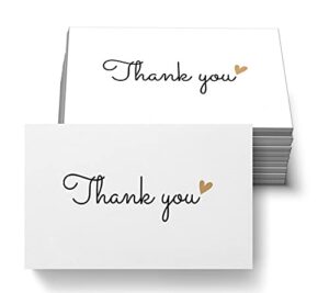 rxbc2011 100 little thank you cards gold heart design bulk thank you notes for all occasions 3.5 x 2 inch