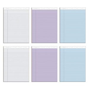 tops prism+ writing pads, 8-1/2″ x 11-3/4″, assorted colors 2 each: gray, orchid, blue, legal rule, 50 sheets, perforated pages, 6 pack (63116)
