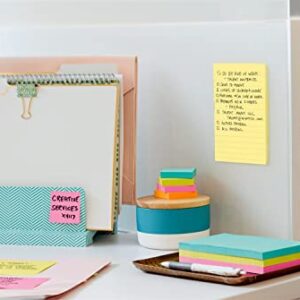 Post-it Super Sticky Notes, 4x6 in, 4 Pads, 2x the Sticking Power, Canary Yellow, Recyclable (4621-SSCY)