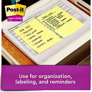 Post-it Super Sticky Notes, 4x6 in, 4 Pads, 2x the Sticking Power, Canary Yellow, Recyclable (4621-SSCY)