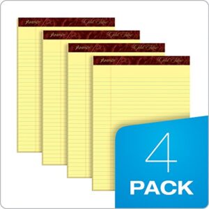Ampad Gold Fiber Perforated Pad, Size 8-1/2 x 11-3/4 Inches, 20 Pound Paper, Canary Yellow Color, Legal Ruling, 50 Sheets Per Pad, Pack of 4 Pads (20-032R)