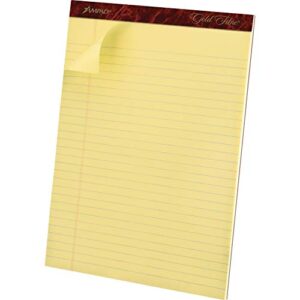 Ampad Gold Fiber Perforated Pad, Size 8-1/2 x 11-3/4 Inches, 20 Pound Paper, Canary Yellow Color, Legal Ruling, 50 Sheets Per Pad, Pack of 4 Pads (20-032R)