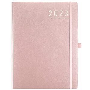 planner 2023 – 2023 weekly monthly planner, jan 2023- dec 2023, 8.5″ x 11″, leather cover with thick paper, back pocket with notes pages – rose gold