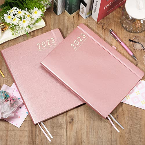 Planner 2023 - 2023 Weekly Monthly Planner, Jan 2023- Dec 2023, 8.5" x 11", Leather Cover with Thick Paper, Back Pocket with Notes Pages - Rose Gold