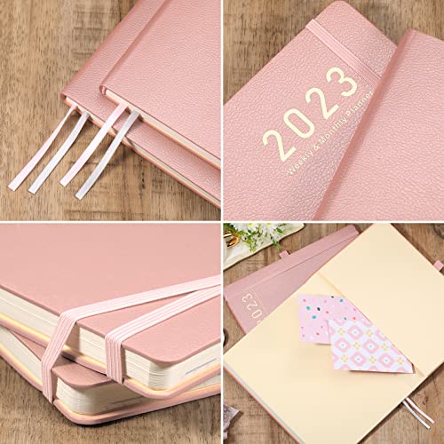 Planner 2023 - 2023 Weekly Monthly Planner, Jan 2023- Dec 2023, 8.5" x 11", Leather Cover with Thick Paper, Back Pocket with Notes Pages - Rose Gold