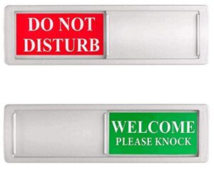 privacy sign – do not disturb / welcome sign for home office restroom conference hotel hospital, non-scratch magnetic slider door indicator sign tells whether room vacant or occupied (silver)