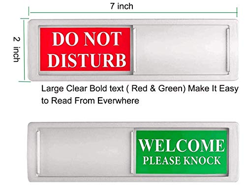 Privacy Sign - Do Not Disturb / Welcome Sign for Home Office Restroom Conference Hotel Hospital, Non-Scratch Magnetic Slider Door Indicator Sign Tells Whether Room Vacant or Occupied (Silver)