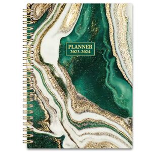 planner 2023-2024 – 2023-2024 academic planner with tabs, july 2023 – june 2024, 6.3″ x 8.4″, academic weekly and monthly planner 2023-2024 with back pocket + thick paper + twin-wire binding – green gliding