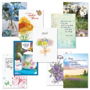 get well greeting card value pack – set of 18 (9 designs), large 5 x 7 inches, envelopes included, by current