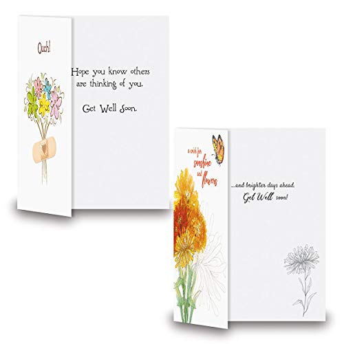 Get Well Greeting Card Value Pack – Set of 18 (9 Designs), Large 5 x 7 inches, Envelopes Included, by Current