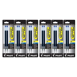 value pack of 6 – pilot g2 gel ink refill, 2-pack for rolling ball pens, fine point, blue ink (77241)