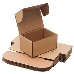 10 pack small shipping boxes 6x4x3” corrugated small cardboard boxes for shipping, recyclable packaging boxes for small business, mailer, gift packing, crafts packing, jewelry box shipping, brown