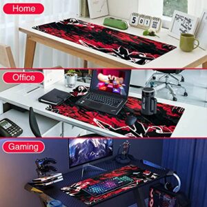 Canjoy Extended Mouse Pad (31.5x15.7inch), XXL Large Gaming Mouse Pad with Stitched Edges Mouse Mat Desk Pad with Superior Micro-Weave Cloth, Non-Slip Base, Waterproof Keyboard Pad (Black Red)