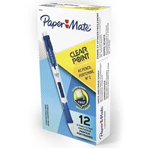 Paper Mate Clearpoint Mechanical Pencils, 0.7mm, HB #2, Blue Barrels, 12 Count