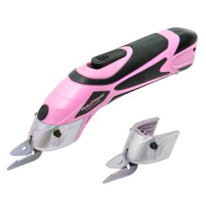 Pink Power Electric Fabric Scissors Box Cutter for Crafts, Sewing, Cardboard, Carpet, & Scrapbooking - Heavy Duty Professional Shears Cutting Tool - Automatic Cordless Electric Scissors Fabric Cutter