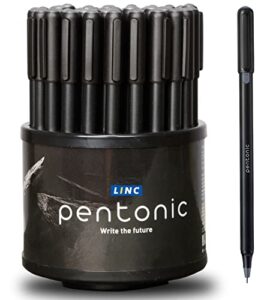 linc pentonic black ball point pen 1.0 mm medium point, 50 pack | lightweight & smooth premium pens for journaling, planners, no bleed, featherlite feel, sleek matte finish