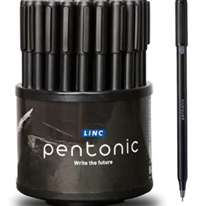 Linc Pentonic Black Ball Point Pen 1.0 mm Medium Point, 50 Pack | Lightweight & Smooth Premium Pens For Journaling, Planners, No Bleed, Featherlite Feel, Sleek Matte Finish