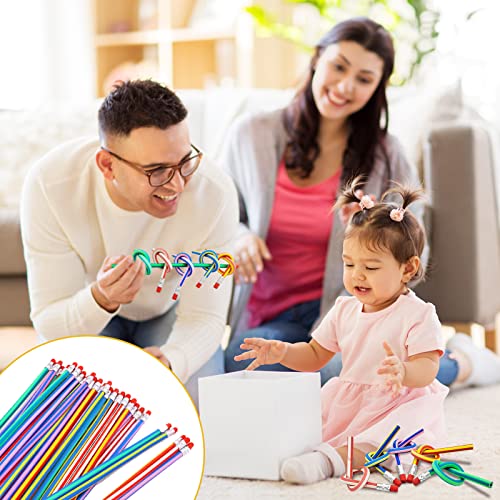 Qyyiguf 40 Pcs 7 Inch Flexible Pencils,Soft Novelty Pencil,Multi Colored Striped Soft Pencil with Eraser for Valentine's Day,Children Kids Gift School Fun Equipment