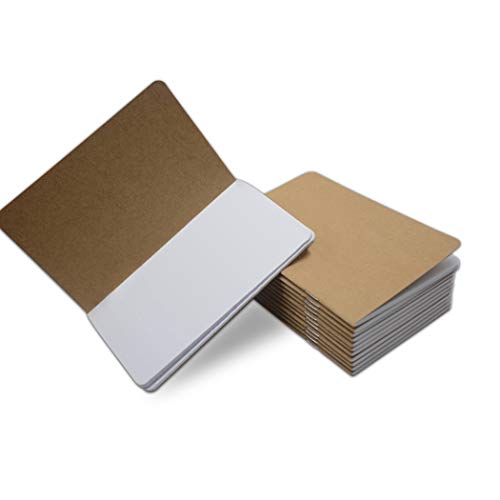 12 Pcs 5.5 Inch x 3.5 Inch Brown Cover Pocket Notebook 32 Sheets (64 Pages) Blank Pages 70 Gsm Paper (Brown, Blank)