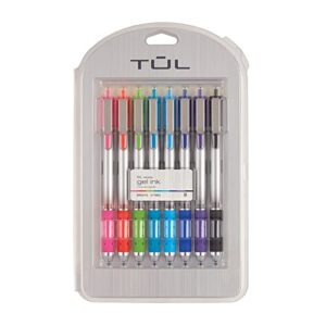 tul retractable gel pens, bullet point, 0.7 mm, gray barrel, assorted bright ink colors, pack of 8