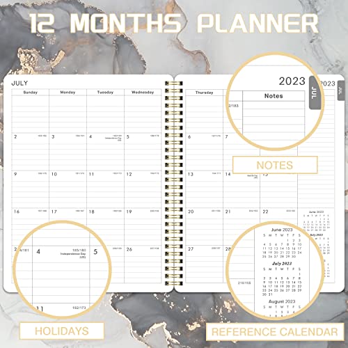 Planner 2023-2024 - Jul.2023 - Jun.2024, 2023-2024 Planner, Academic Planner 2023-2024, 2023-2024 Planner Weekly & Monthly with Tabs, 8" x 10", Flexible Cover, Twin-Wire Binding - Black Waterink