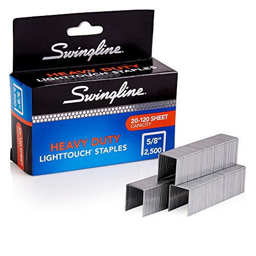 Swingline Staples, Heavy Duty, 5/8" Length, 20-120 Sheet Capacity, 100/Strip, 2500/Box, 1 Pack, Light Touch (90009)