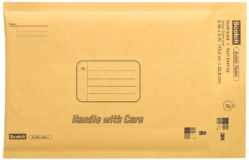 Scotch Bubble Mailer, 6 in x 9 in, Size #0, Kraft, 10/Pack (7913) Brown
