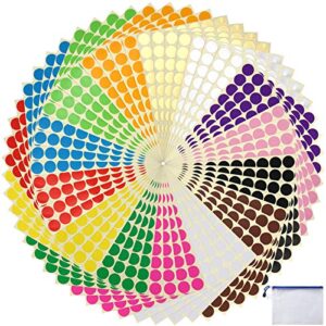 JANYUN 3920 Pcs 3/4" Color Dot Stickers,Colored Coding Labels Circle Dots 14 Assorted Colors 0.75 Inch Colored Round Labels Stickers Dot with Zipper File Pocket for Office Classroom Student