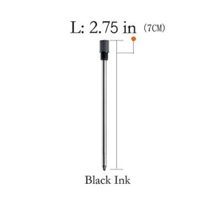 MengRan 2.75'' Ballpoint Pen Refills,Standard D1 Ballpoint Pen Refill (Remove Black Hat),Metal Refill,Black Ink,(Pack of 10)
